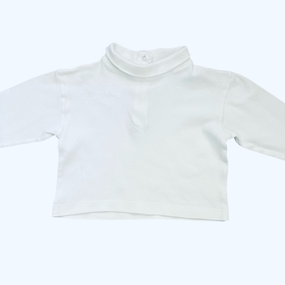 Petite Amy White Turtleneck Long Sleeve Top Girls 12 Months cotton snaps closure - Picture 1 of 7